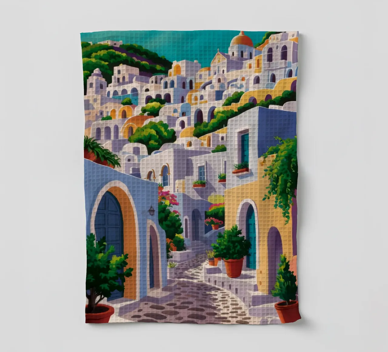 Arched Village Entry tea towel by Jasper Rune