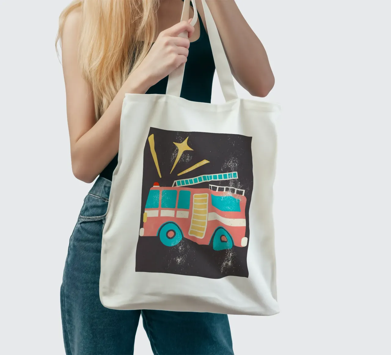 auto dei vigili del fuoco retro borsa in juta da ralliness