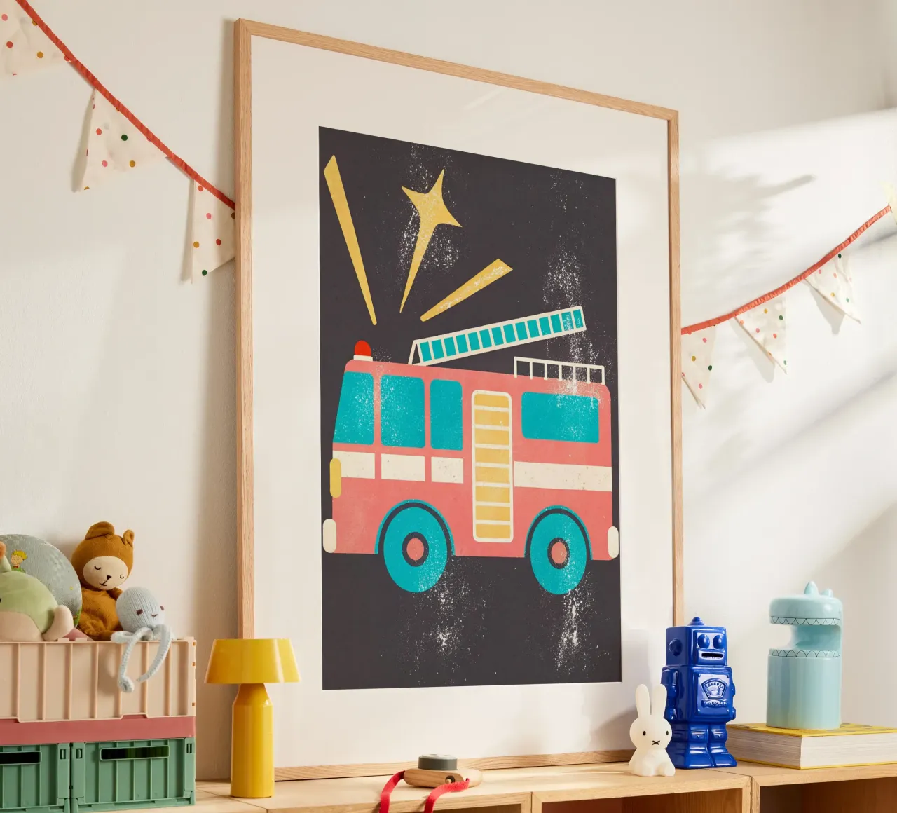 auto dei vigili del fuoco retro carta hahnemühle da ralliness
