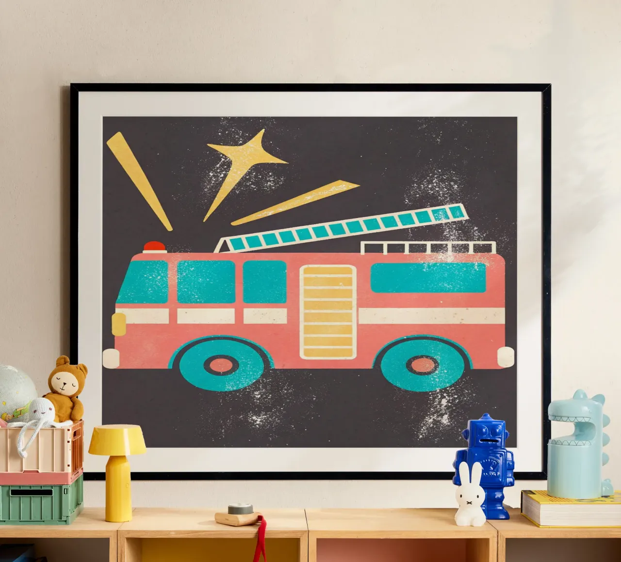 auto dei vigili del fuoco retro carta hahnemühle da ralliness