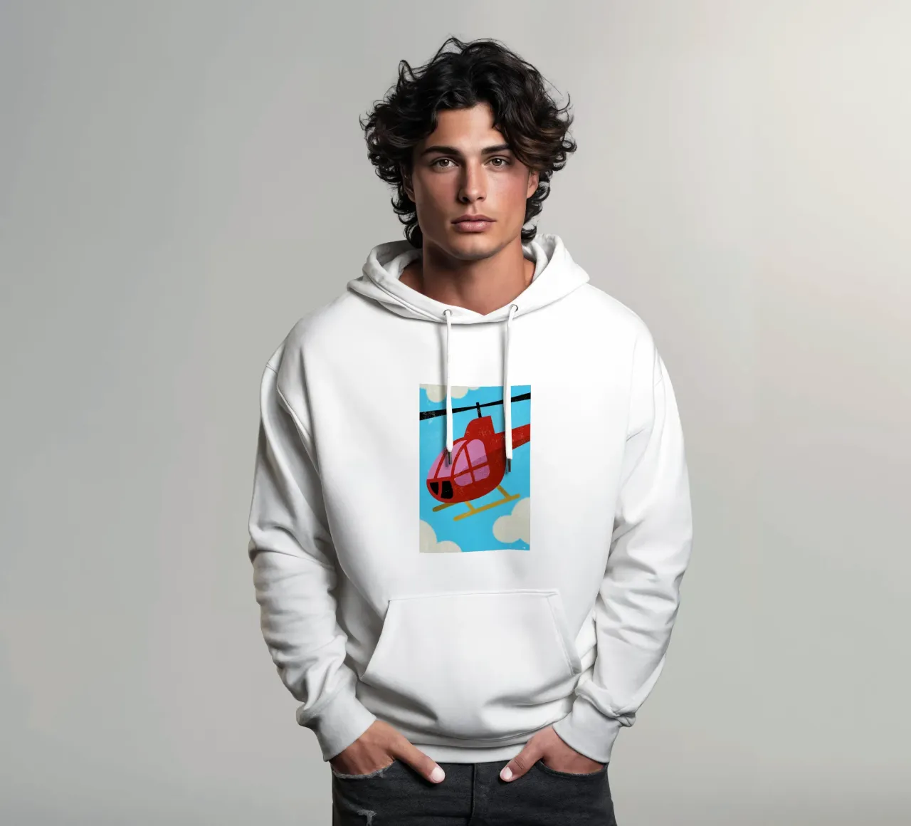 elicottero retro art felpa con cappuccio da ralliness