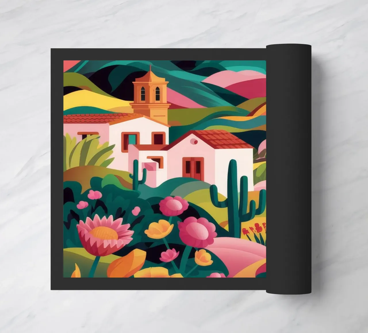 Floral Sunset Village doormat by Jasper Rune