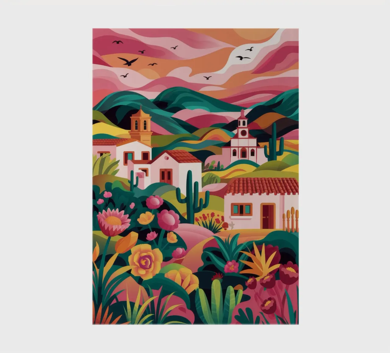 Floral Sunset Village Notizbuch von Jasper Rune