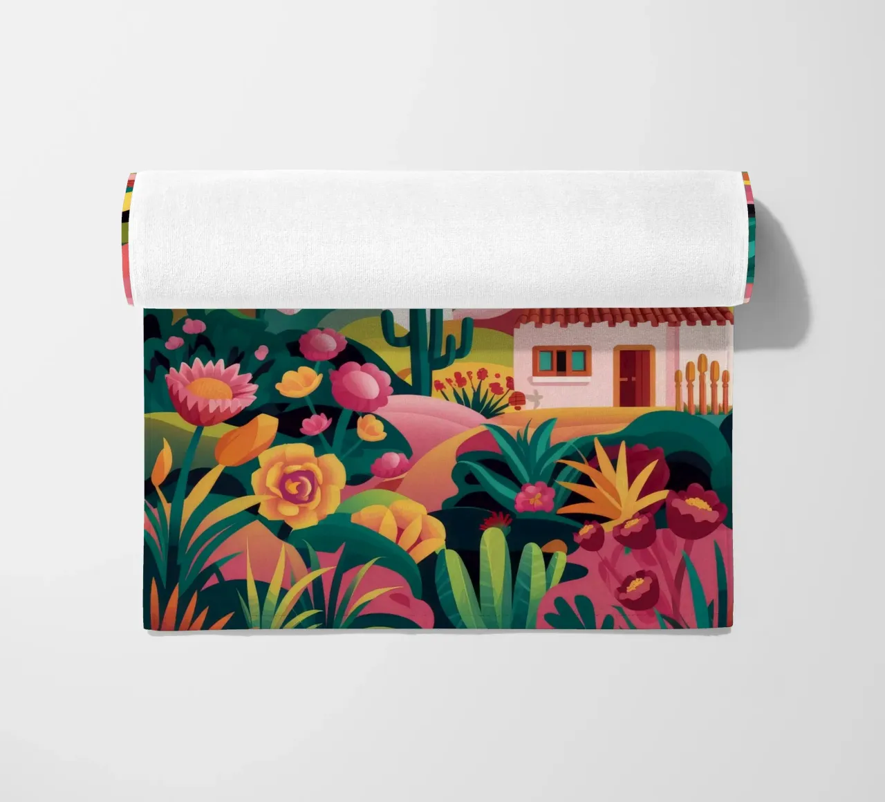 Floral Sunset Village beach towel by Jasper Rune