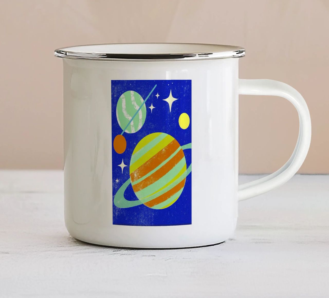 pianeti jupiter art tazza in smalto da ralliness