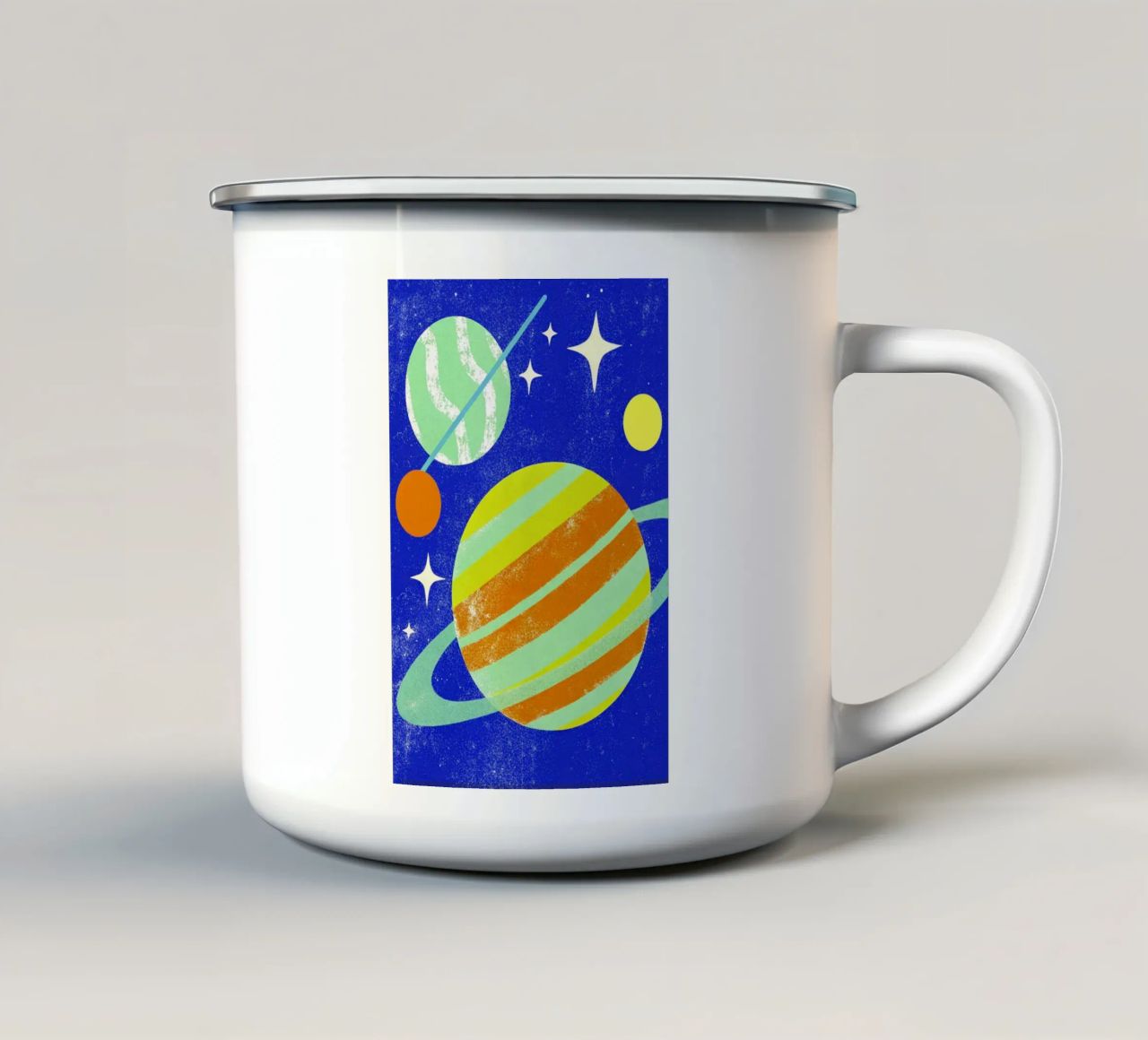 pianeti jupiter art tazza in smalto da ralliness