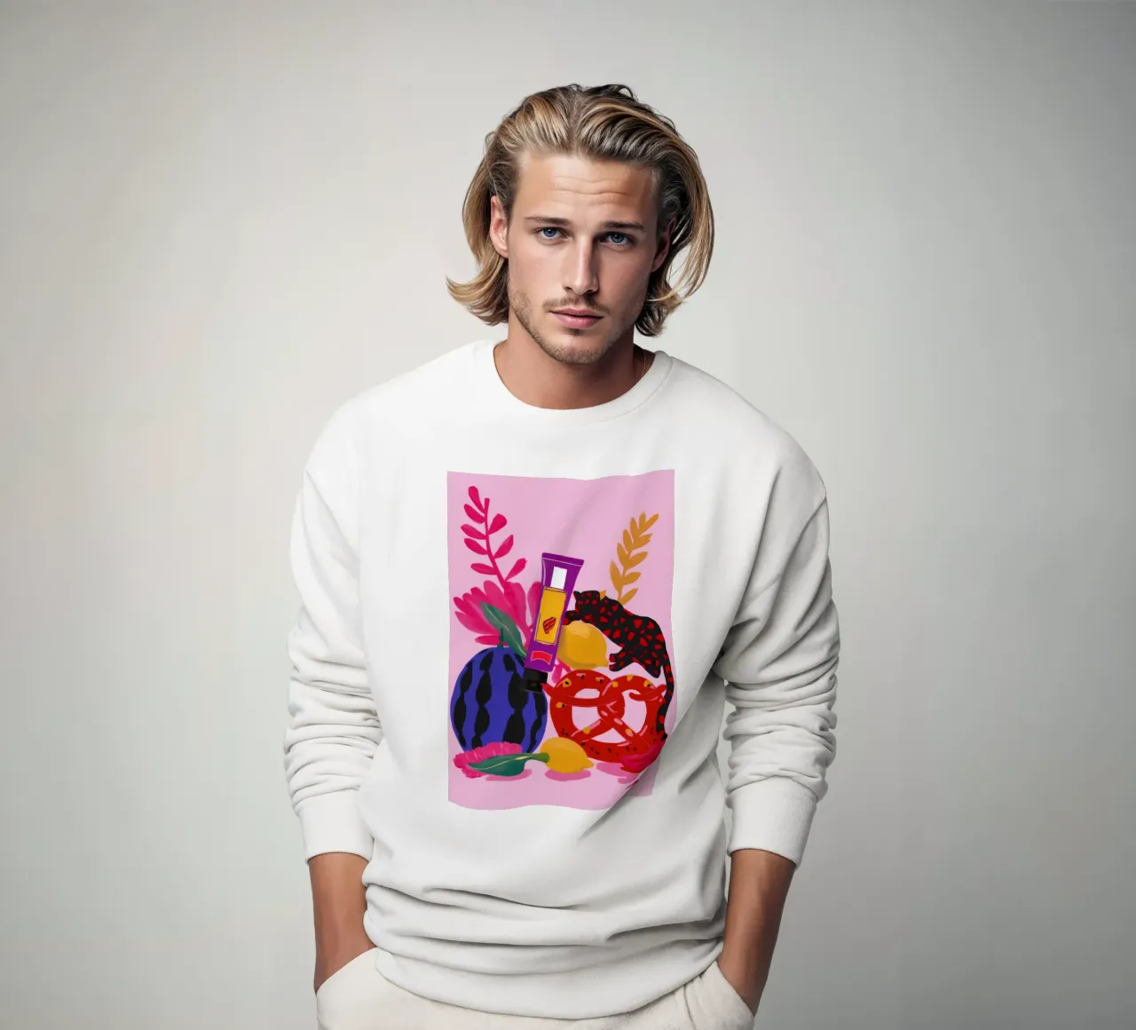 Sfilata di frutta in grassetto felpa da Aurora Muse