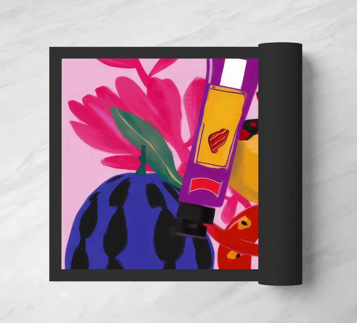 Bold Fruit Parade doormat by Aurora Muse