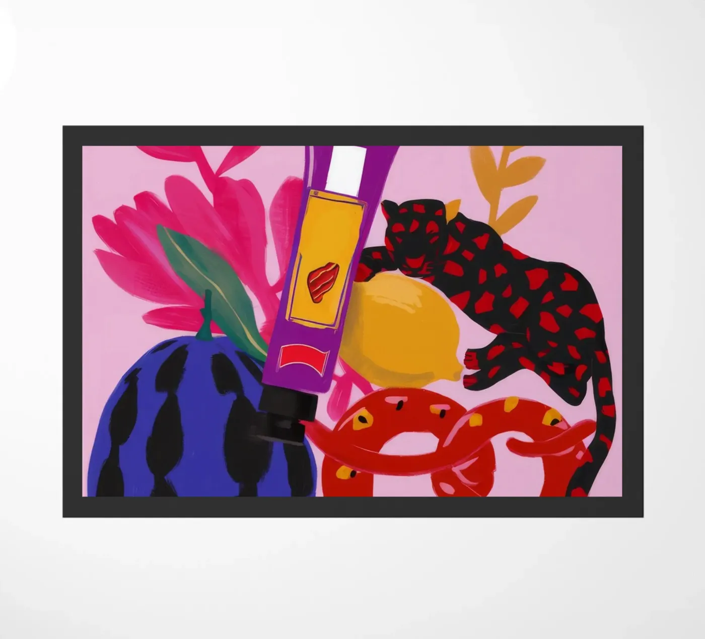 Bold Fruit Parade doormat by Aurora Muse