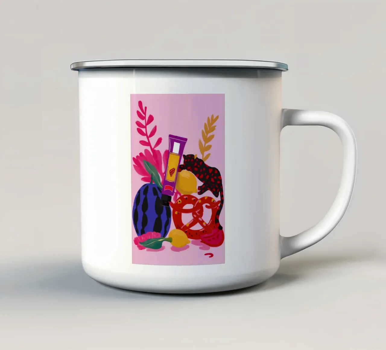 Sfilata di frutta in grassetto tazza in smalto da Aurora Muse
