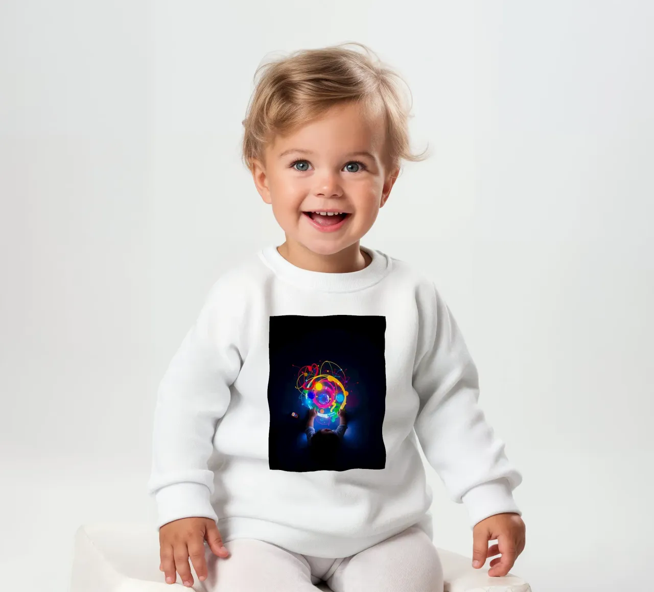 Bambino che esplora con le mani modelli visivi colorati felpa neonato da DesignDoodle