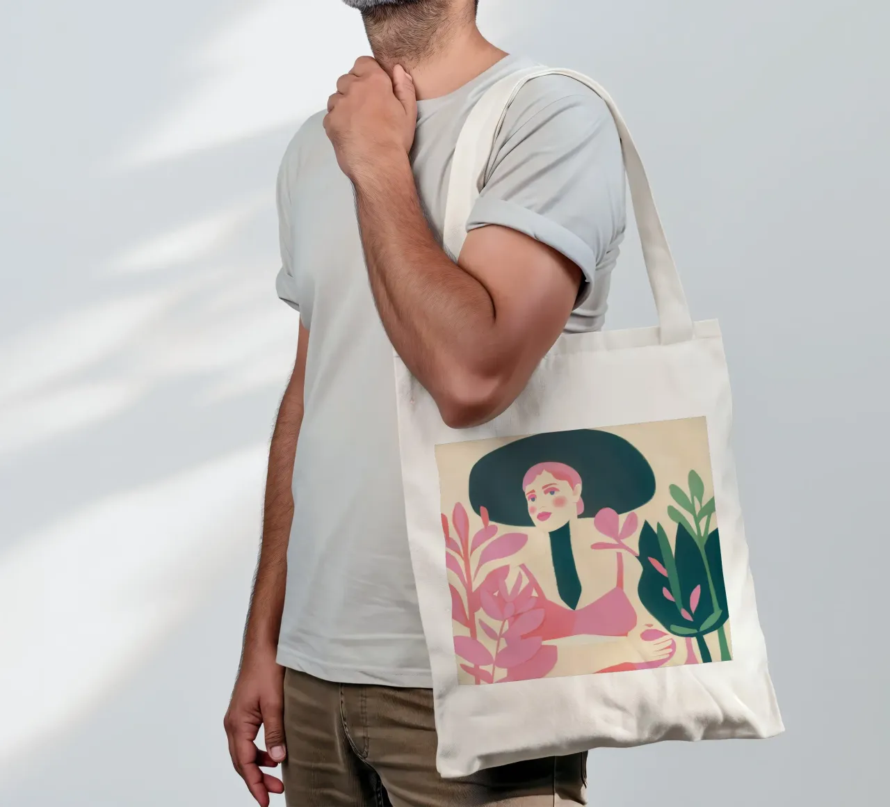 Mistero dello sguardo rosa borsa in juta da Aurora Muse