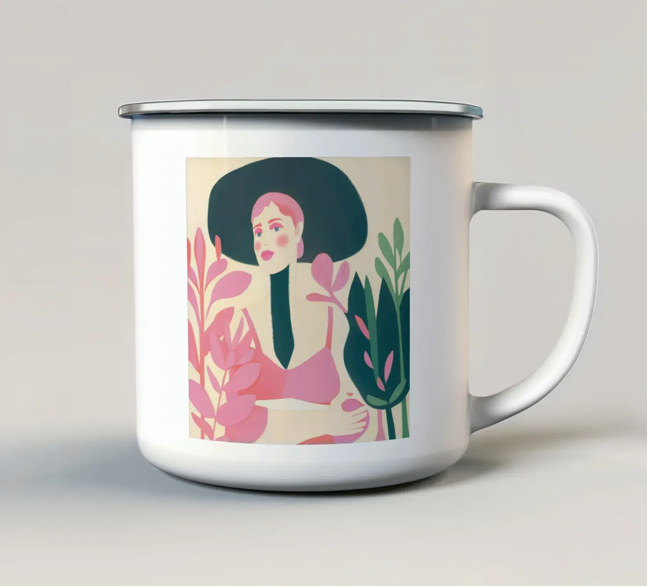 Mistero dello sguardo rosa tazza in smalto da Aurora Muse