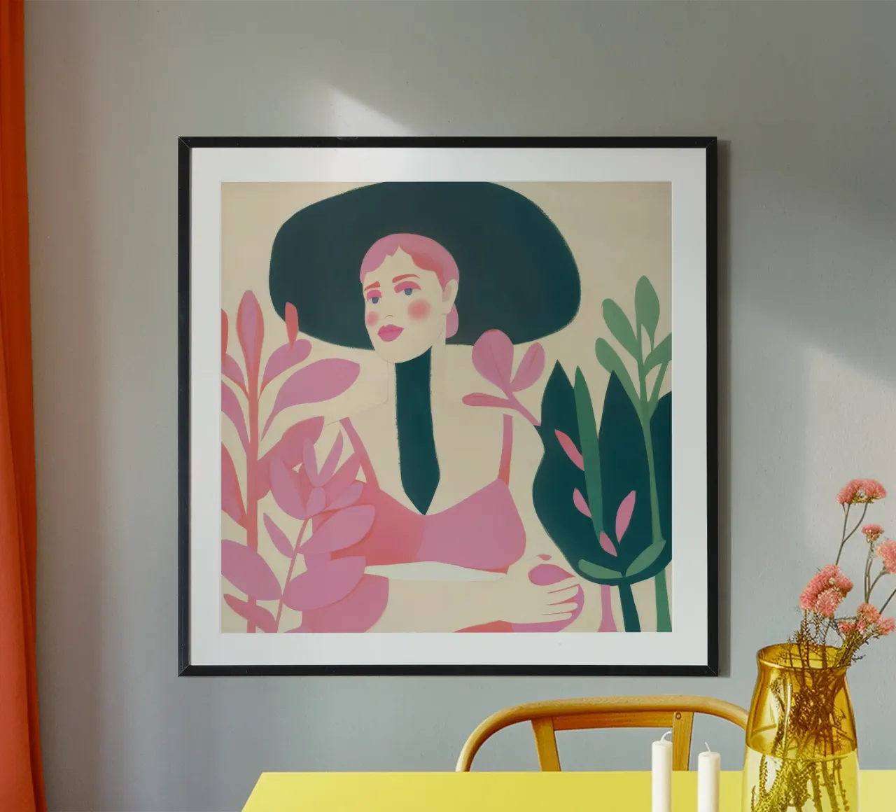 Mistero dello sguardo rosa poster con telaio in plastica da Aurora Muse