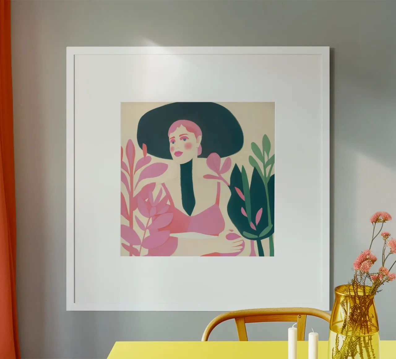 Mistero dello sguardo rosa poster con telaio in plastica da Aurora Muse