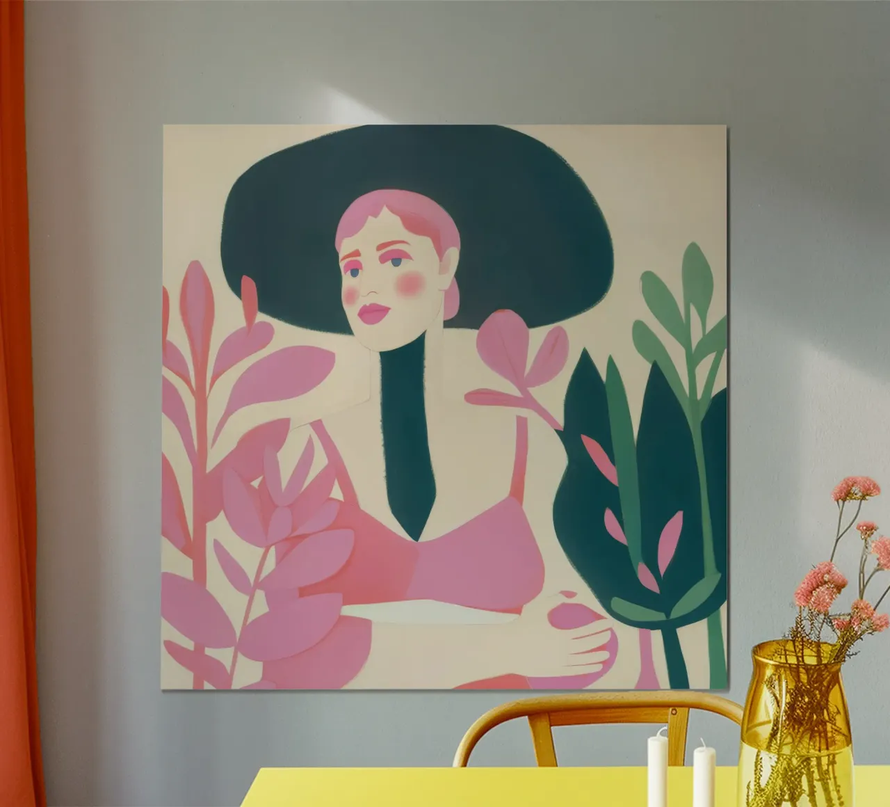 Mistero dello sguardo rosa poster con telaio in plastica da Aurora Muse