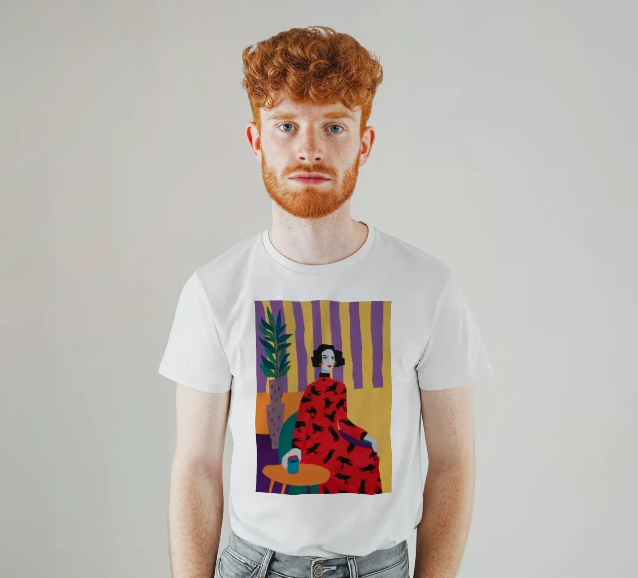 Red Bird Pattern t-shirt by Aurora Muse