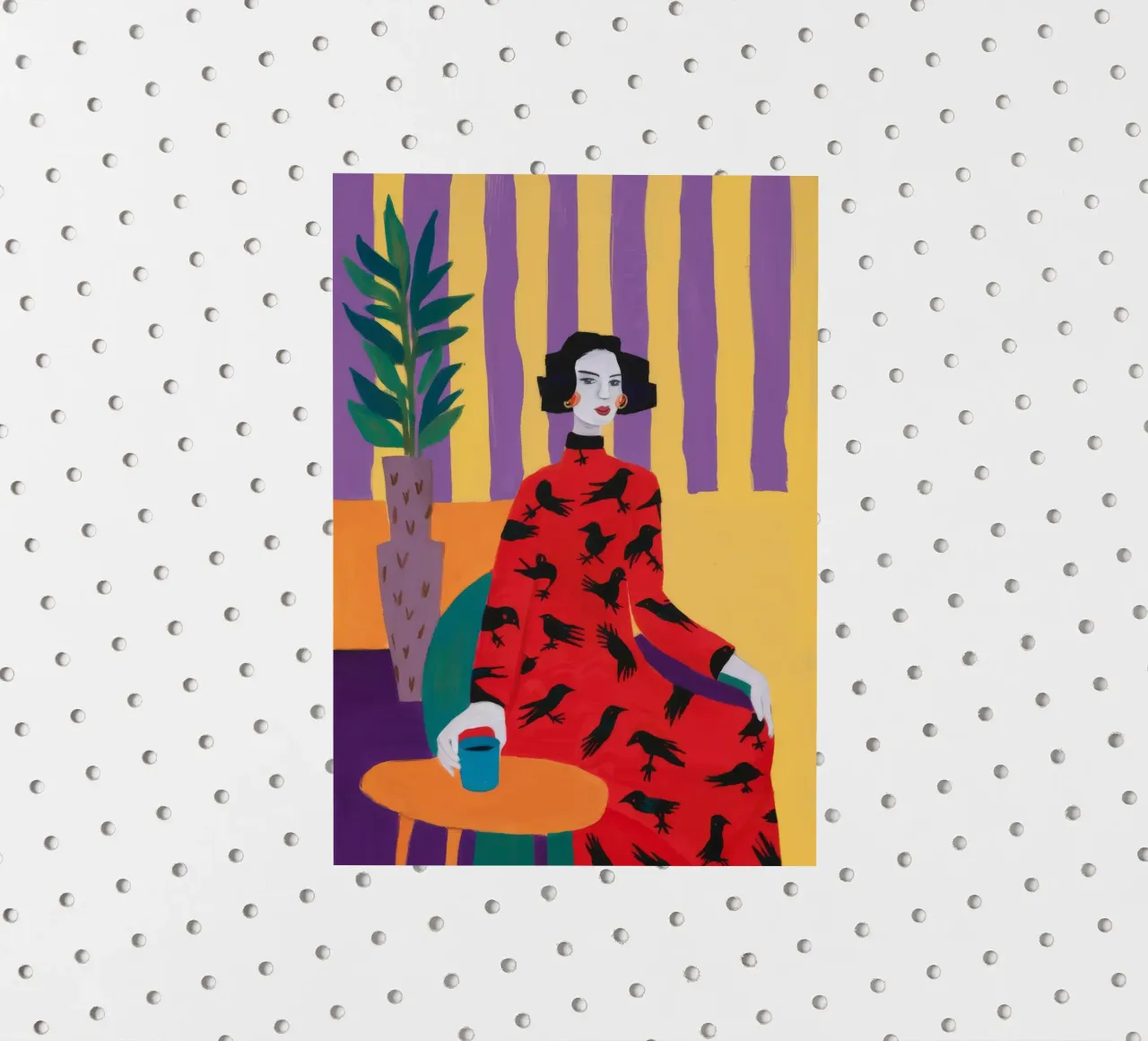 Red Bird Pattern sticker by Aurora Muse