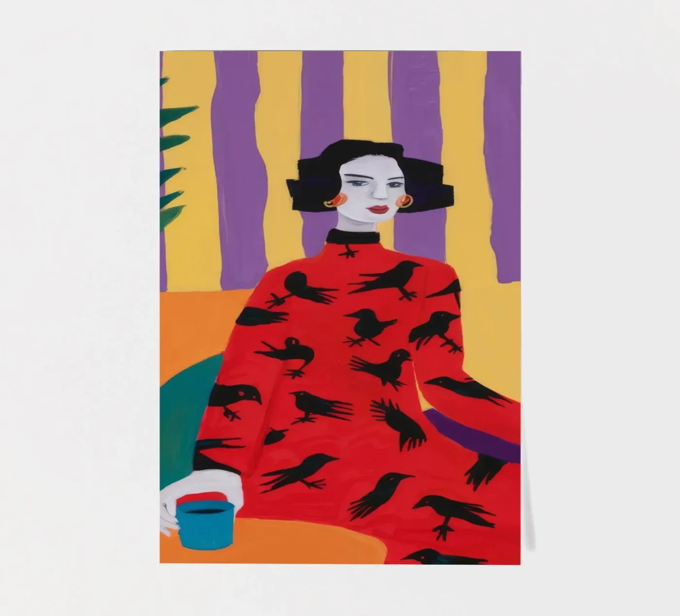 Rood Vogelpatroon stickervel van Aurora Muse