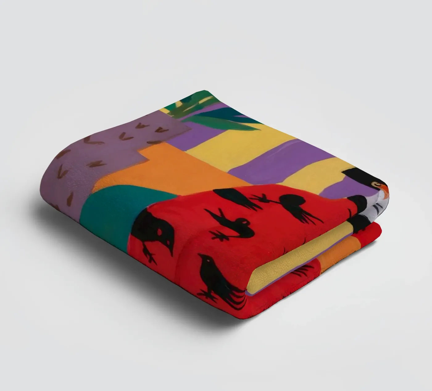 Red Bird Pattern badhanddoek van Aurora Muse