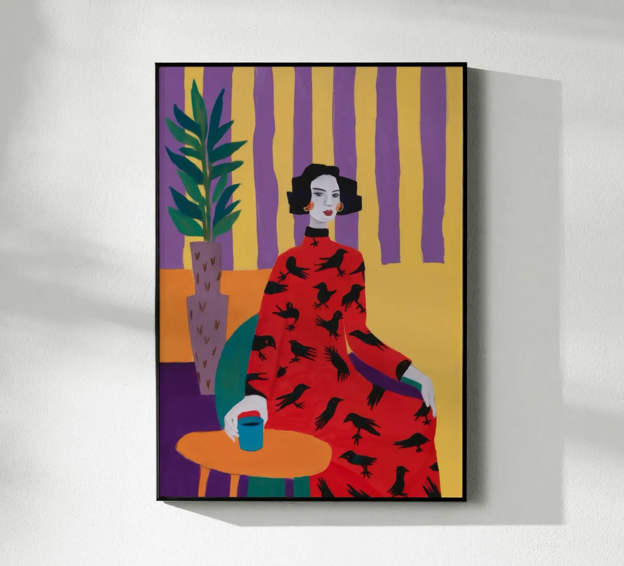 Red Bird Pattern Acryl-Glas von Aurora Muse