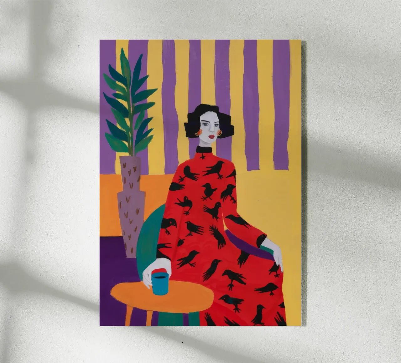 Red Bird Pattern Acryl-Glas von Aurora Muse