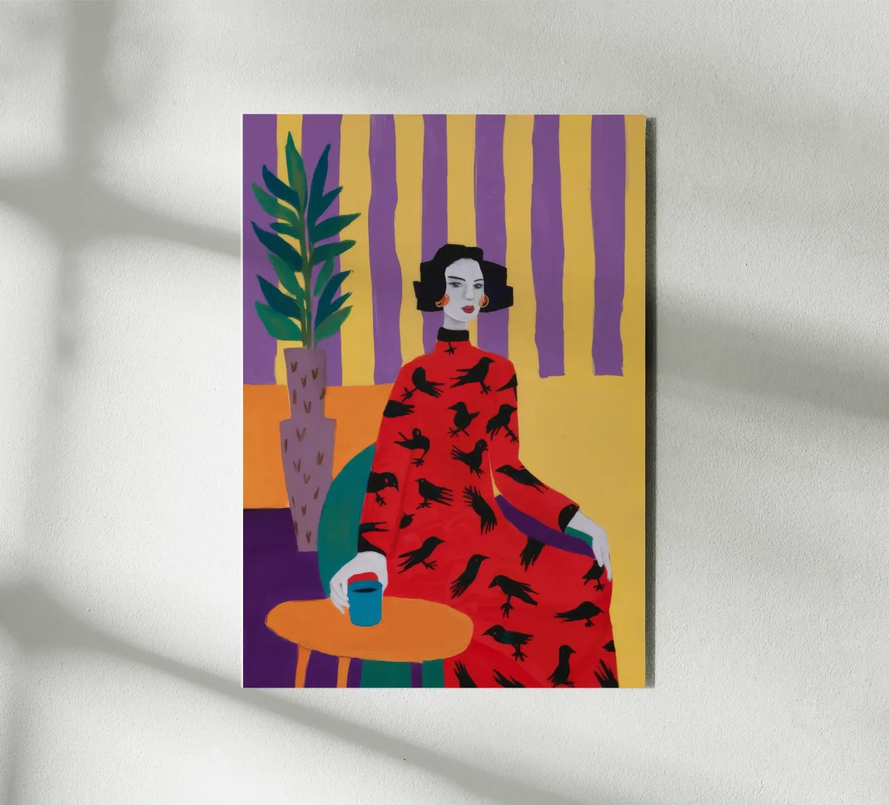 Red Bird Pattern forex plate by Aurora Muse