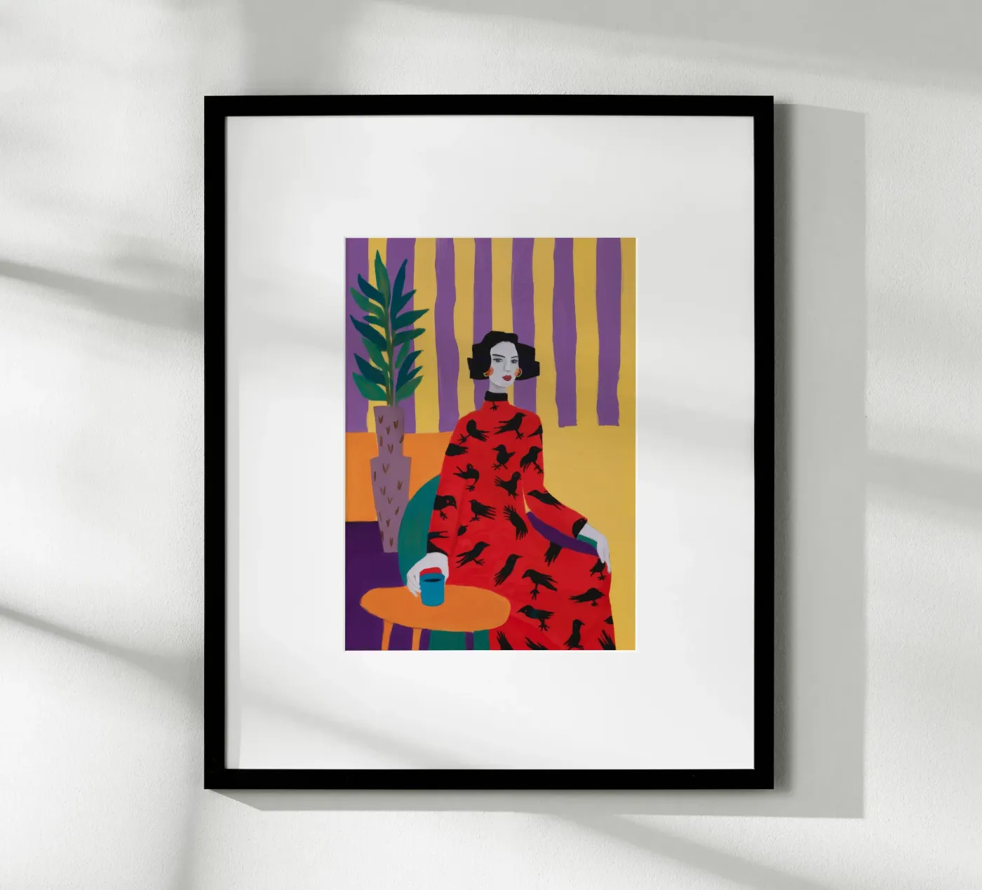 Motif de l'oiseau rouge poster de Aurora Muse