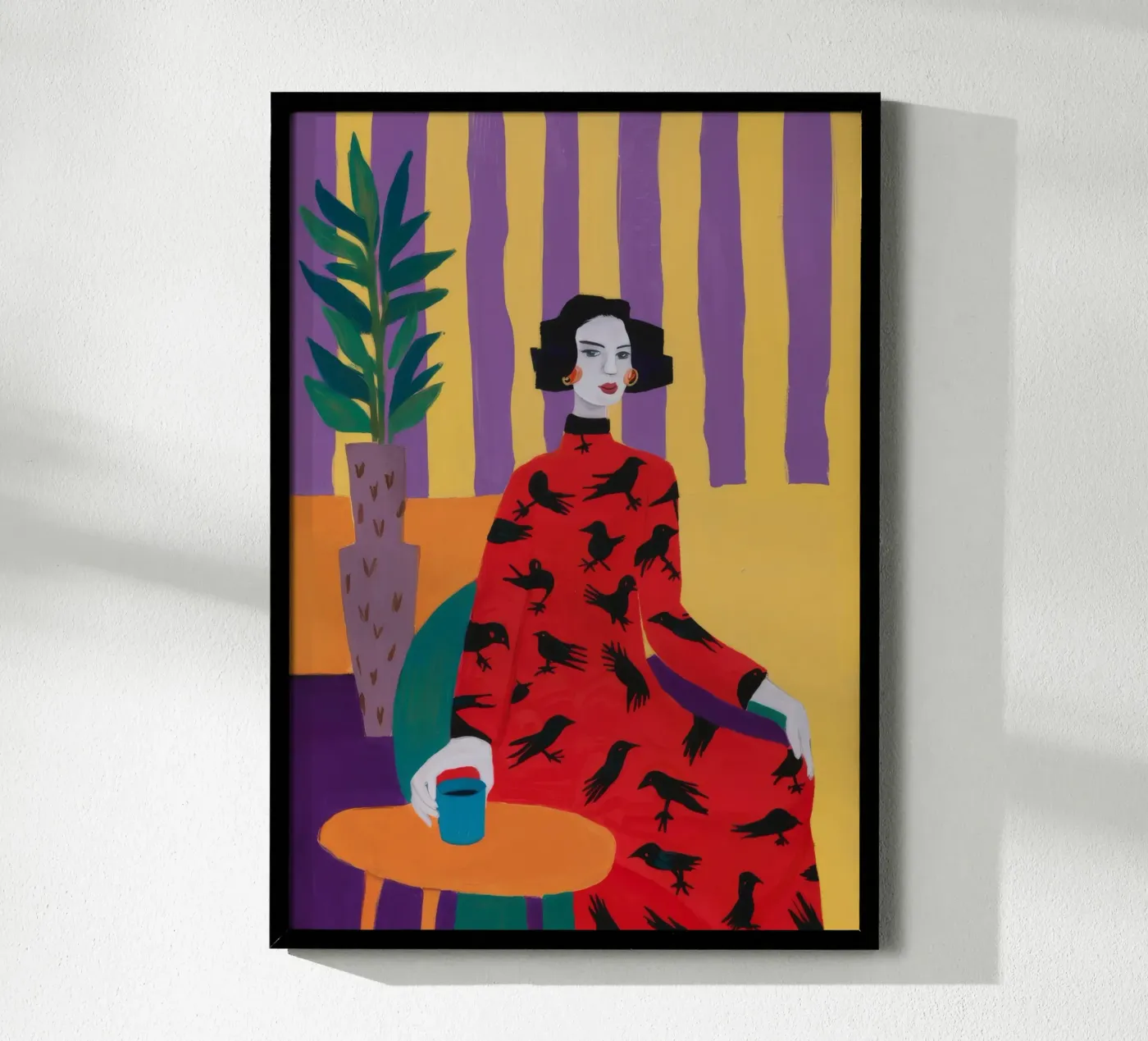 Motif de l'oiseau rouge poster de Aurora Muse