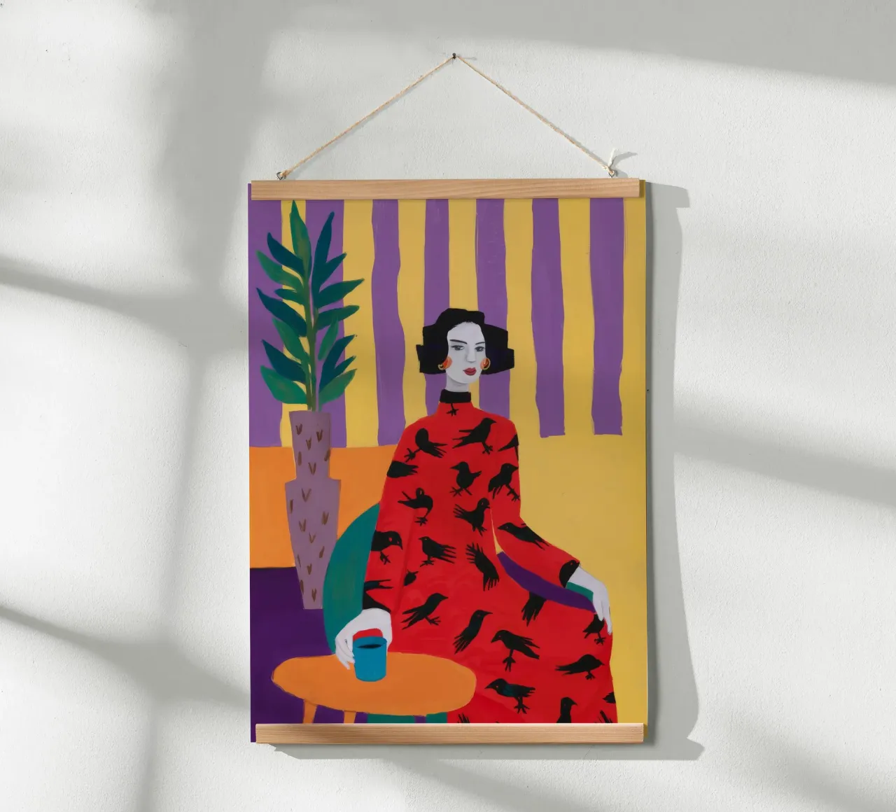 Red Bird Pattern poster by Aurora Muse