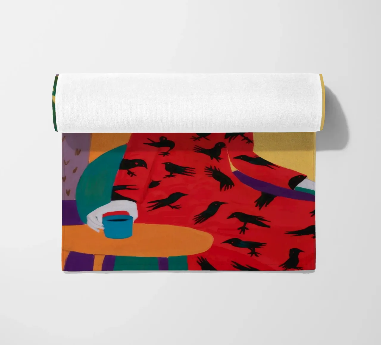 Red Bird Pattern beach towel by Aurora Muse