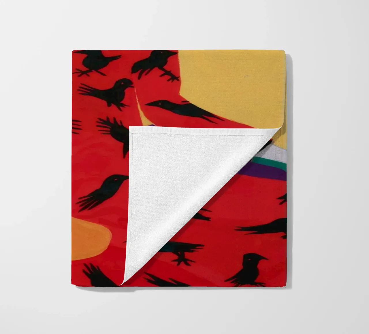 Red Bird Pattern beach towel by Aurora Muse