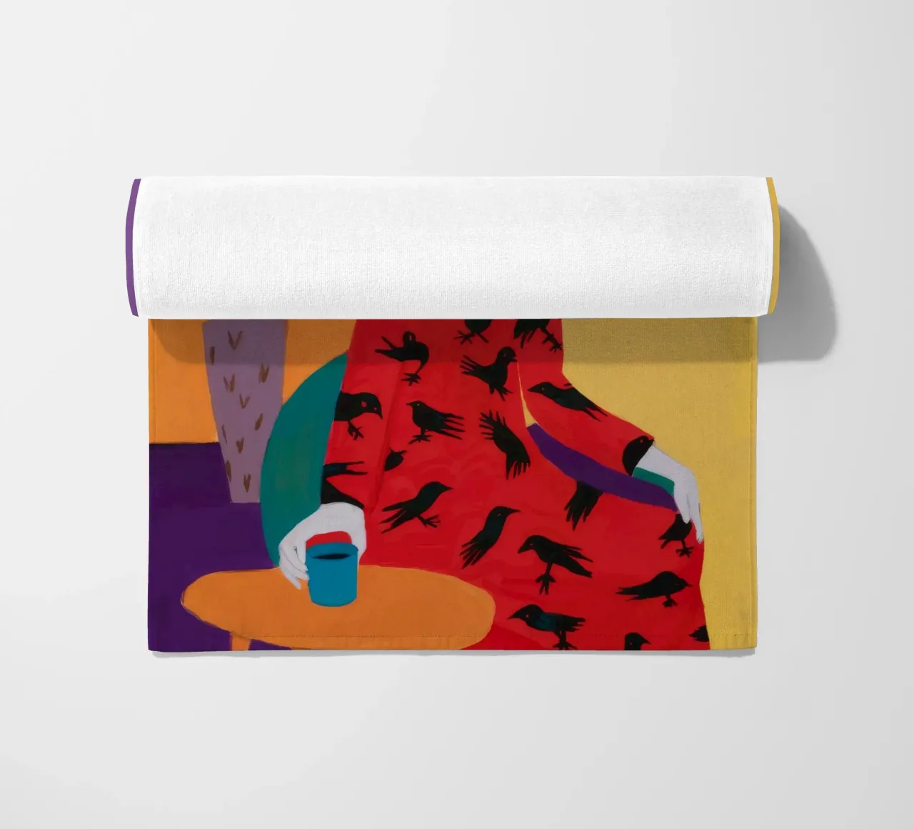 Red Bird Pattern beach towel by Aurora Muse