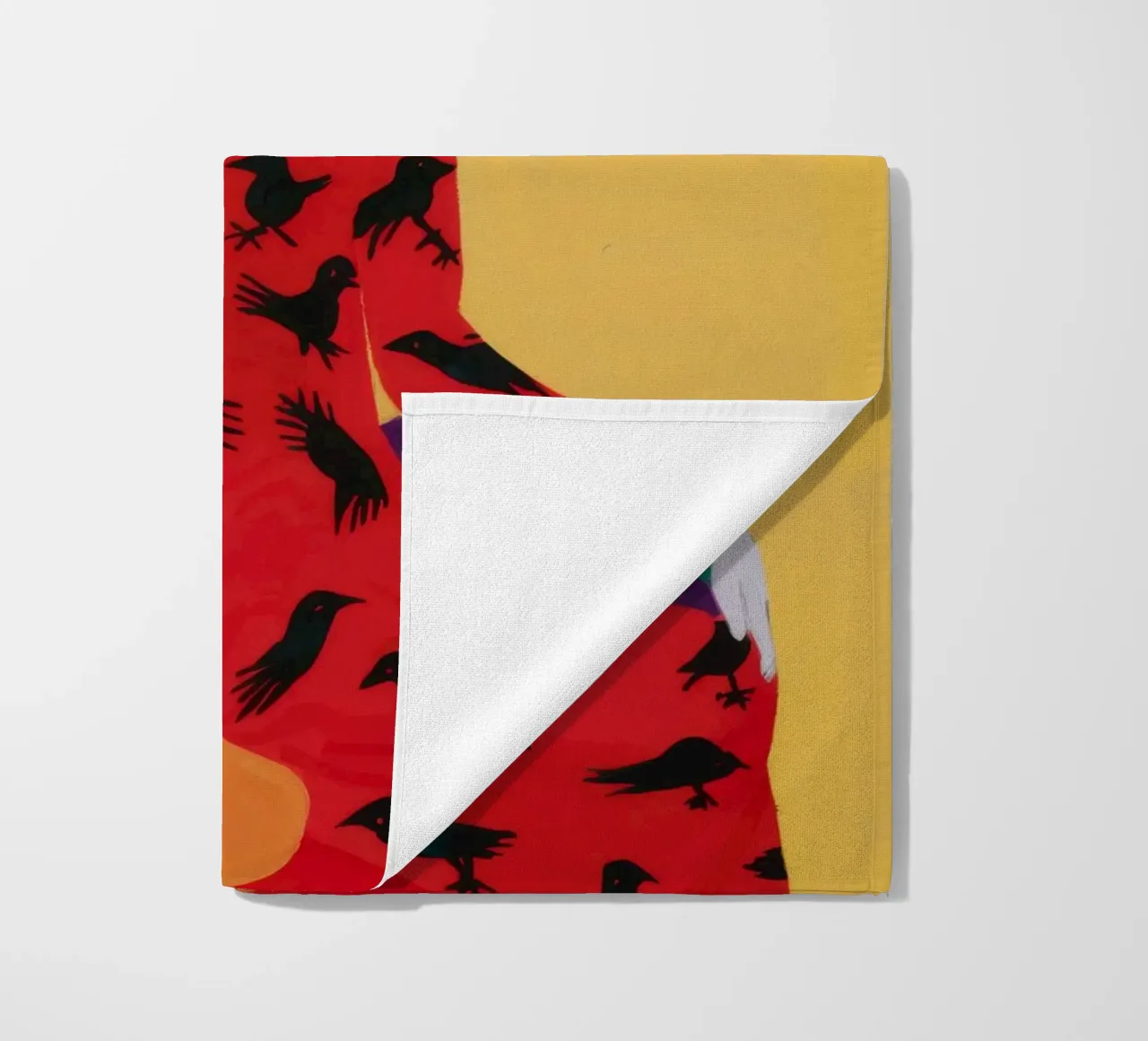 Red Bird Pattern beach towel by Aurora Muse