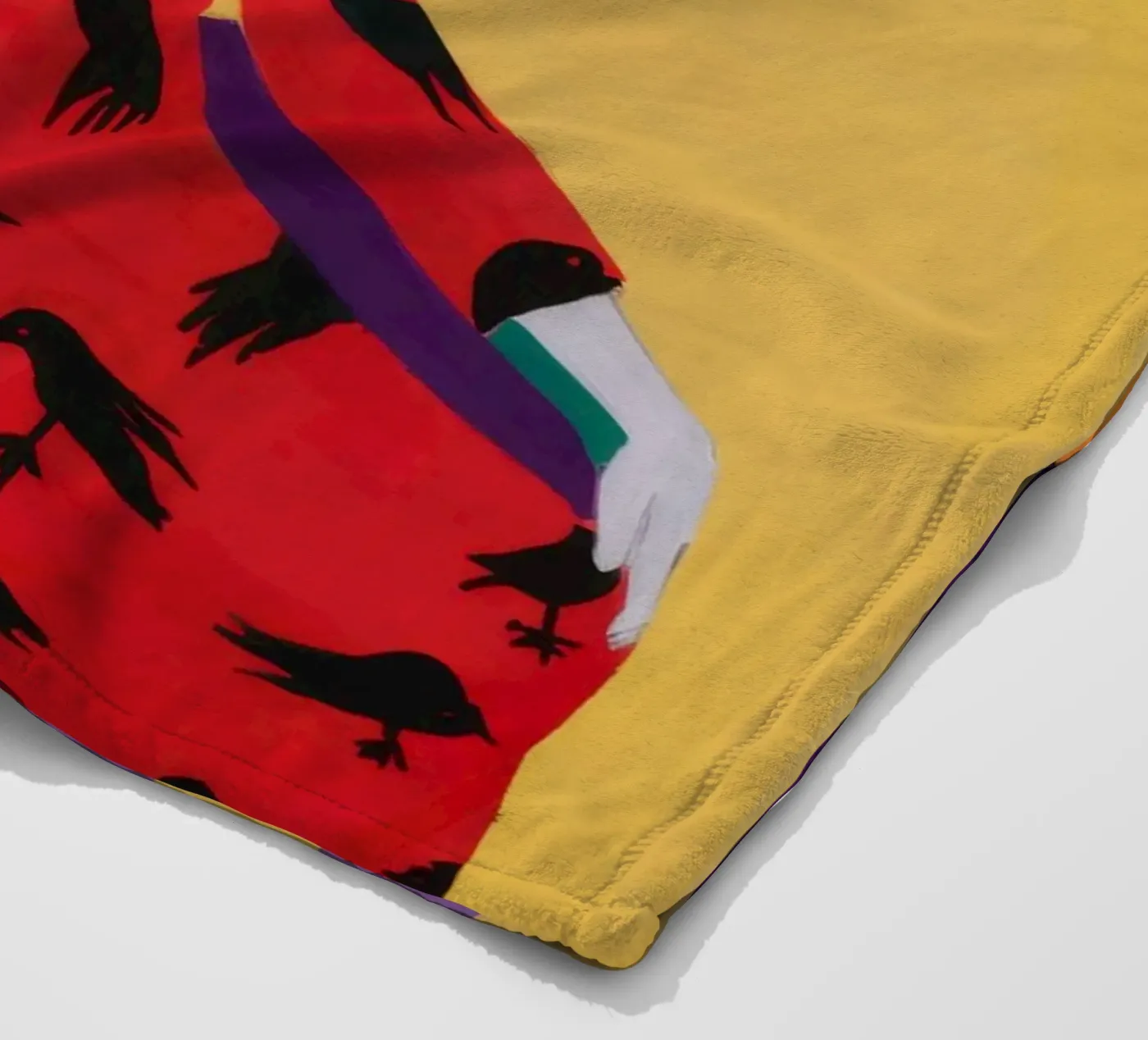 Red Bird Pattern fleece blanket by Aurora Muse