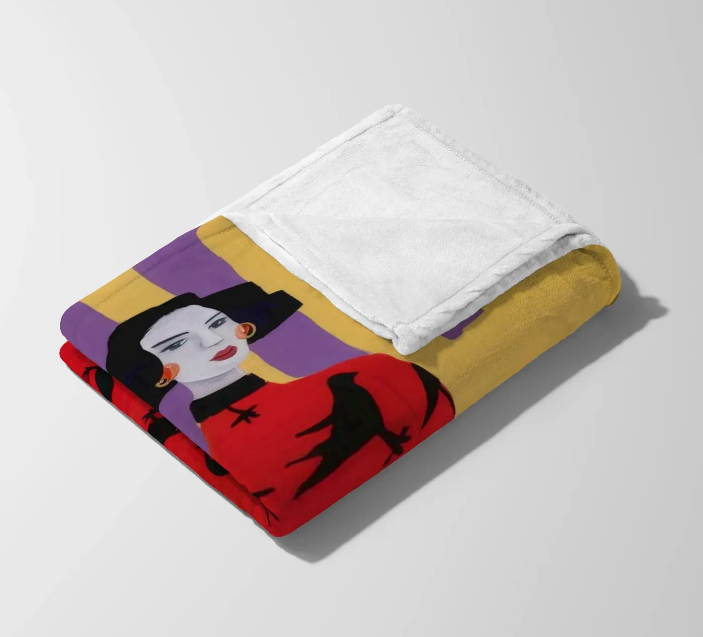 Red Bird Pattern fleece blanket by Aurora Muse