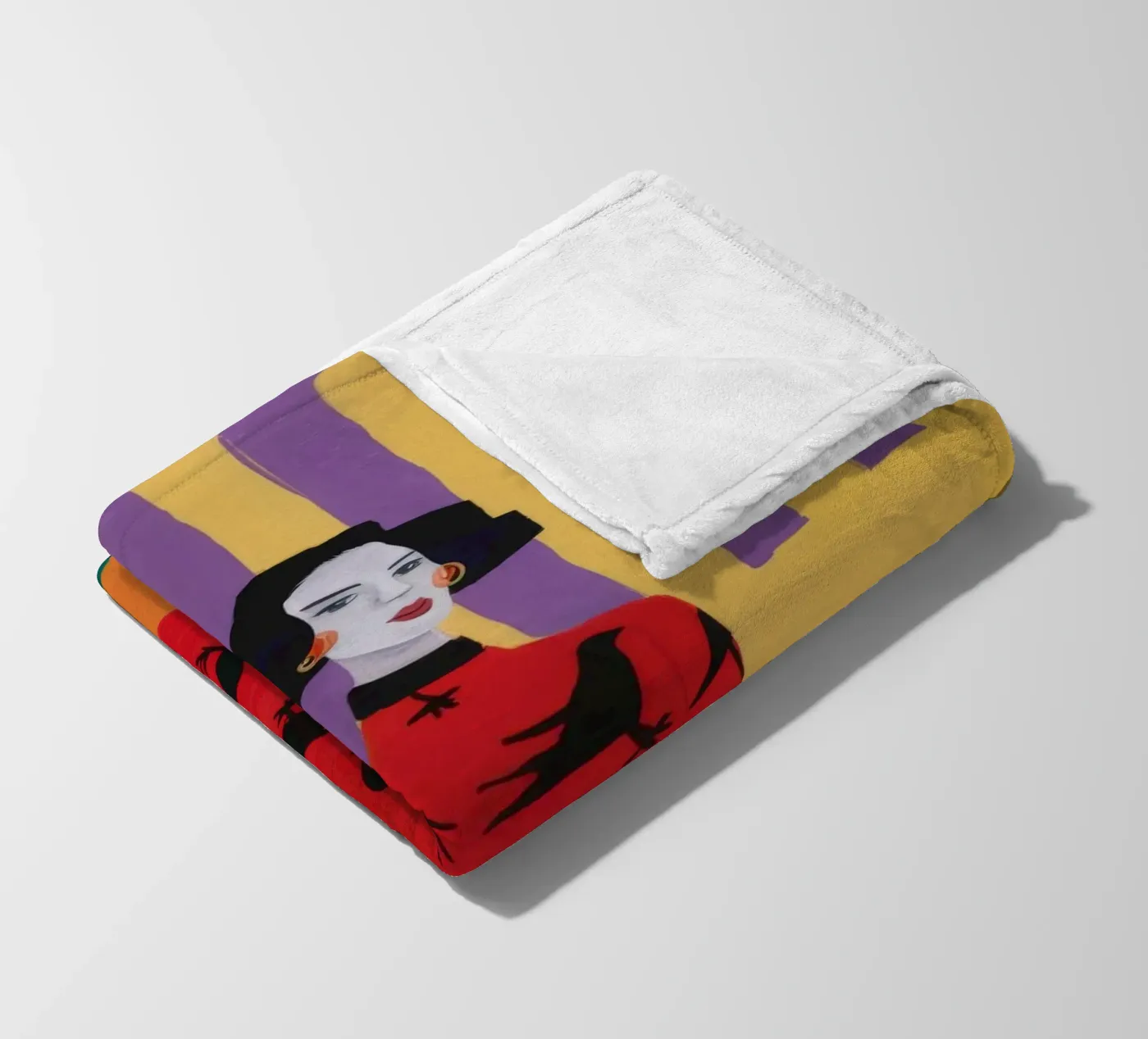 Red Bird Pattern fleece blanket by Aurora Muse