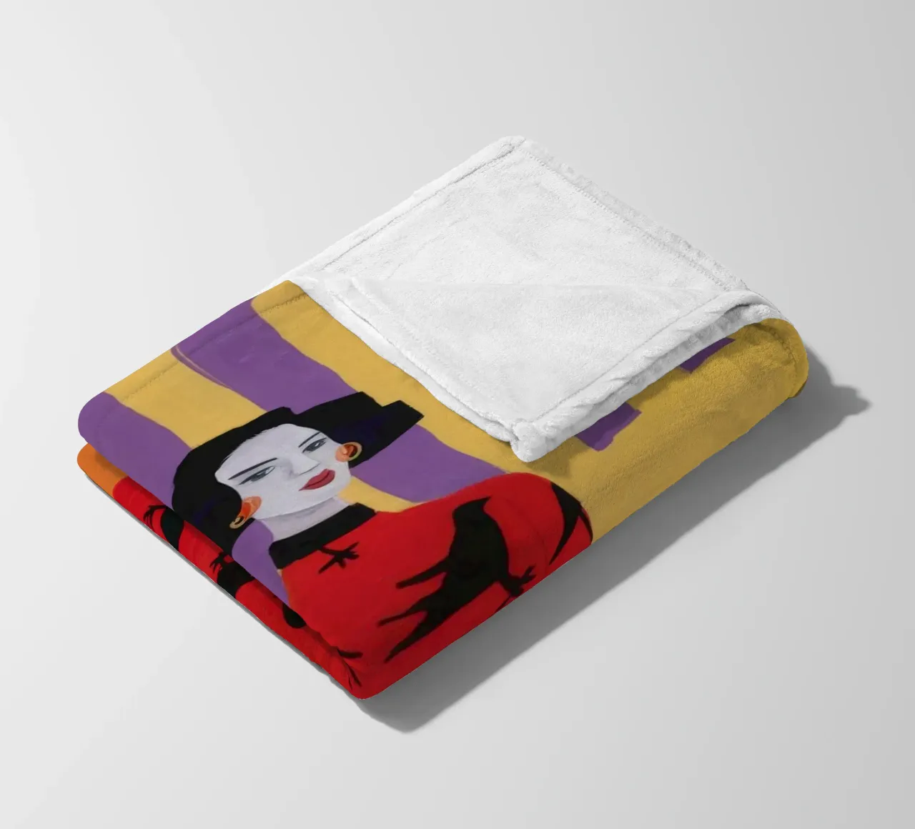 Red Bird Pattern fleece blanket by Aurora Muse
