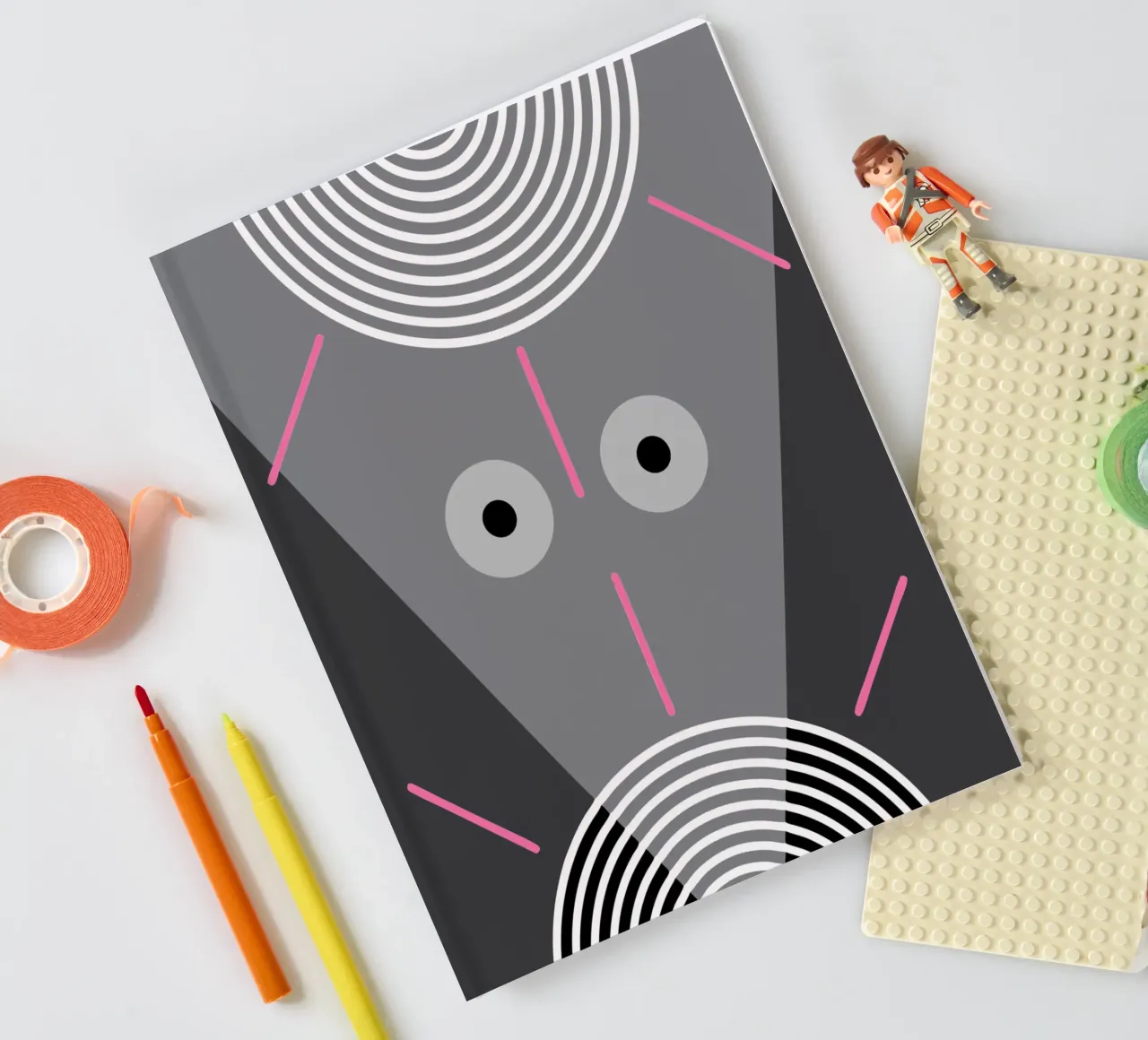 rat face retro ilutration notebook by ralliness