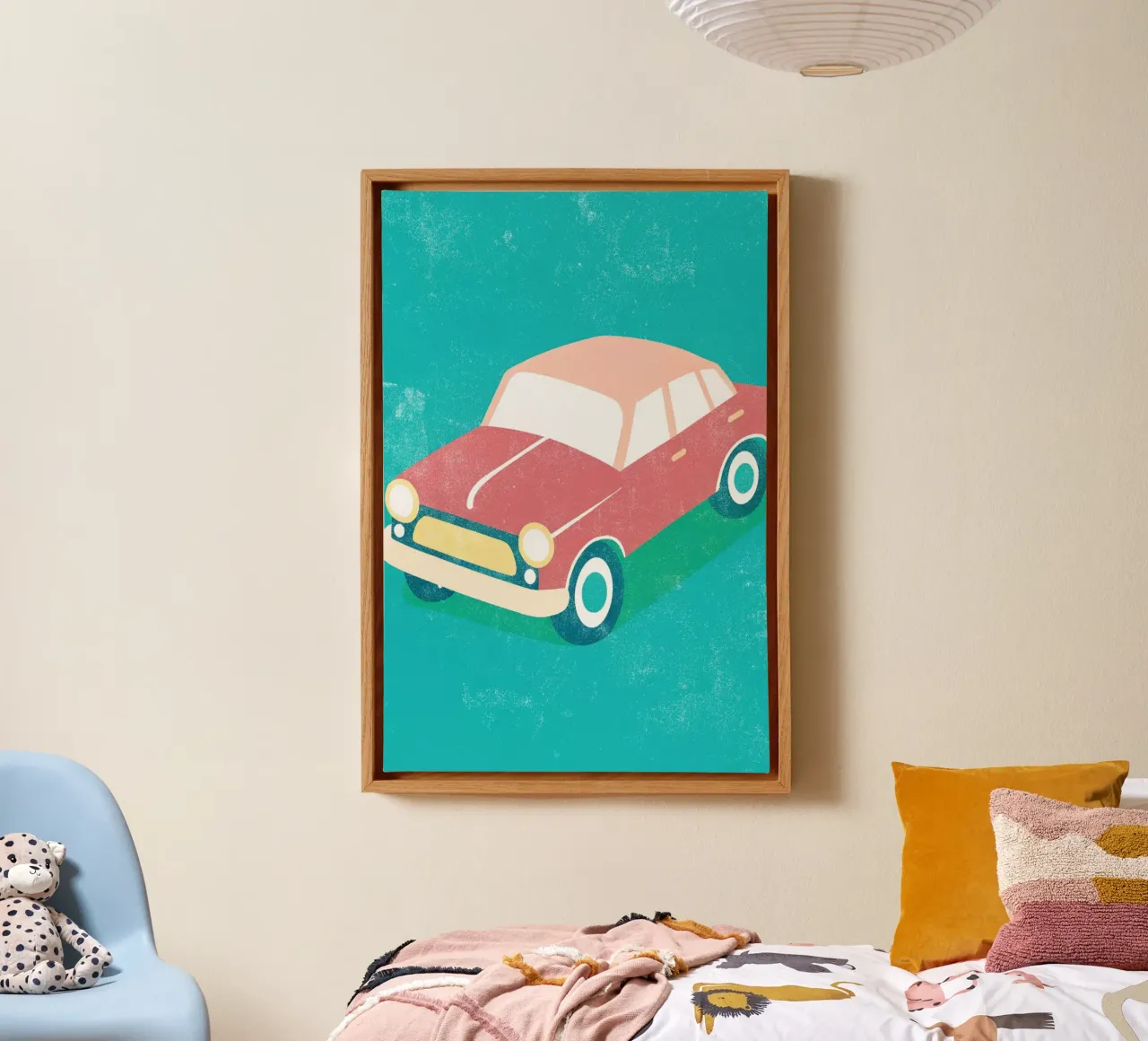 retro autokunst canvas met Baklijst van ralliness