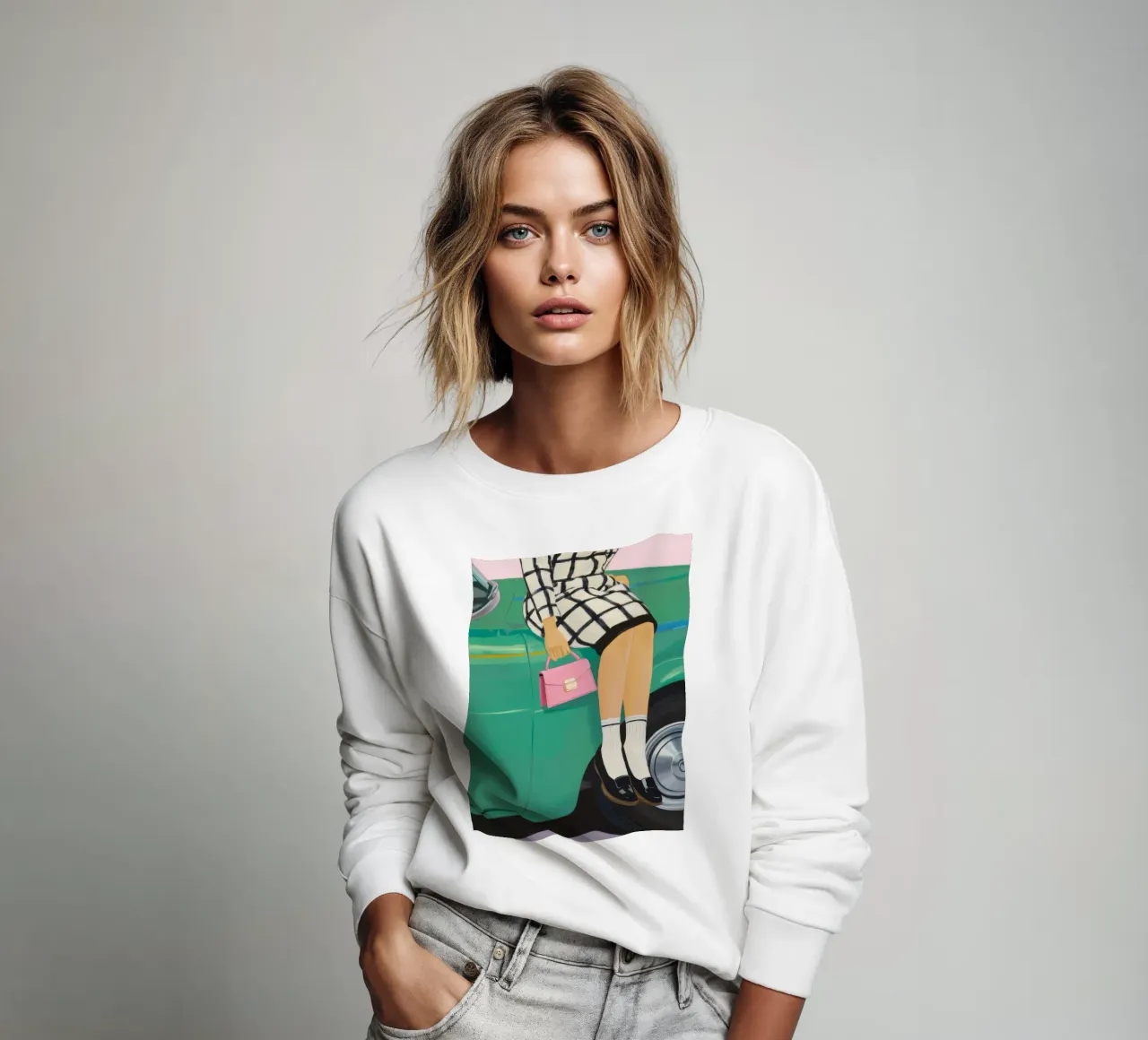 Pose da auto retrò felpa da Aurora Muse