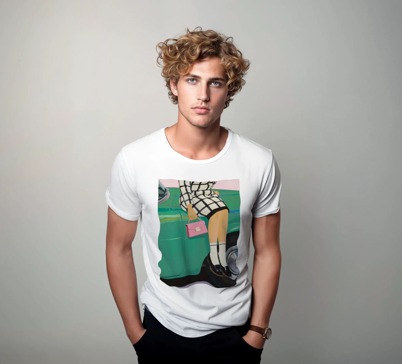 Retro-Auto-Pose T-Shirt von Aurora Muse