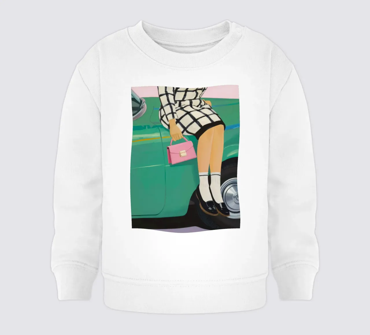 Retro Car Pose baby sweatshirt by Aurora Muse