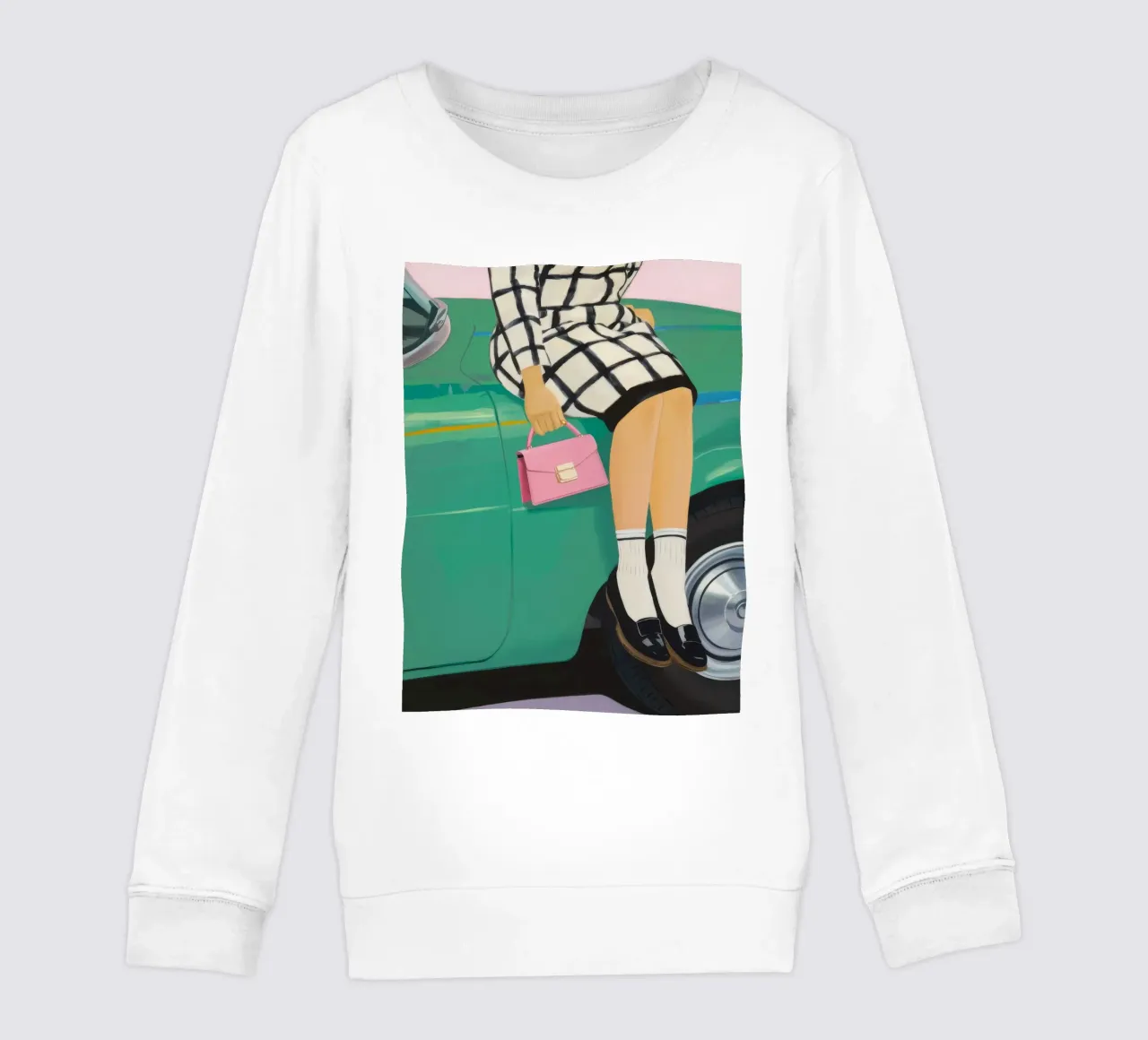 Retro Car Pose kids sweatshirt by Aurora Muse
