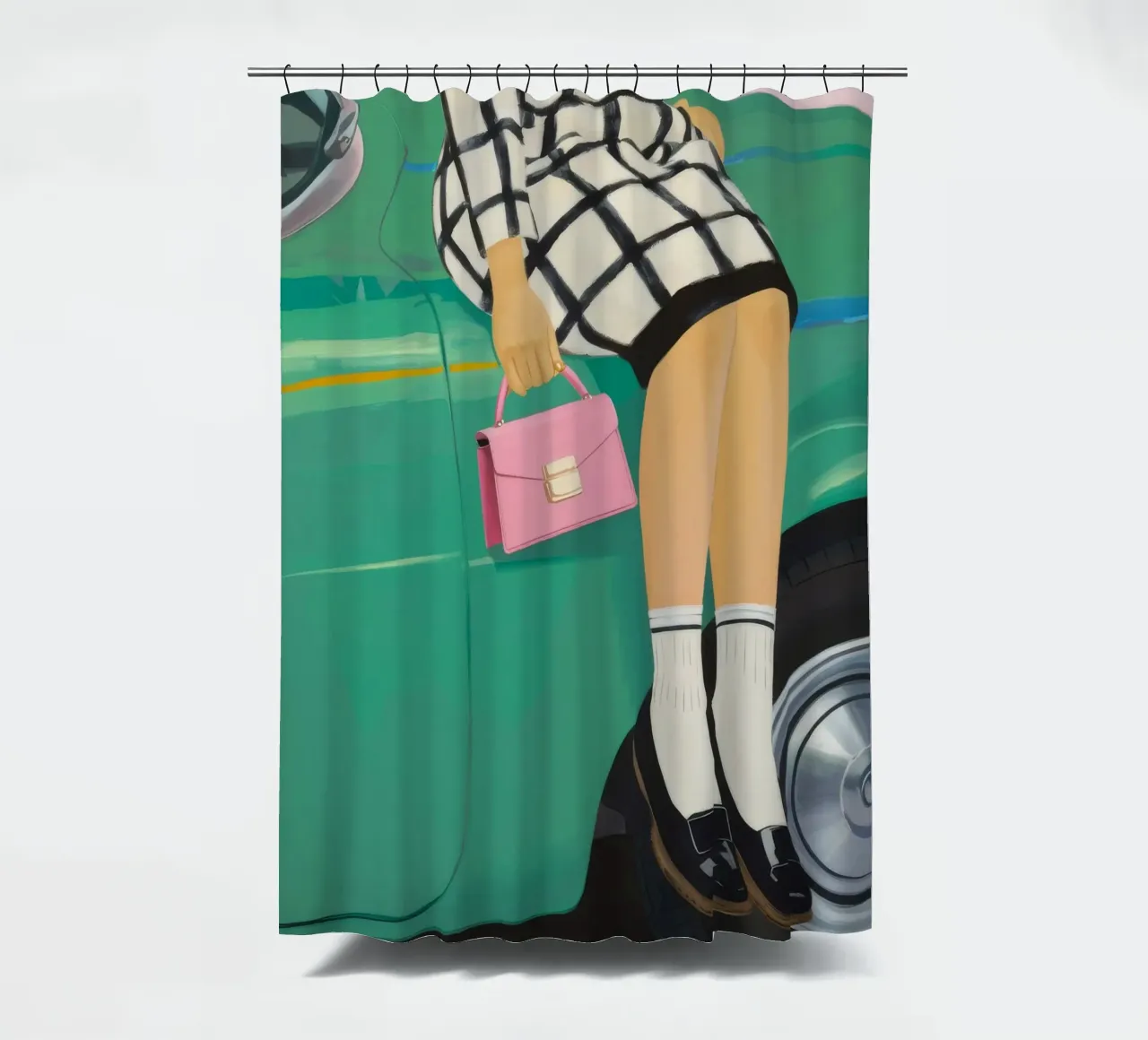 Pose de coche retro cortina de baño de Aurora Muse