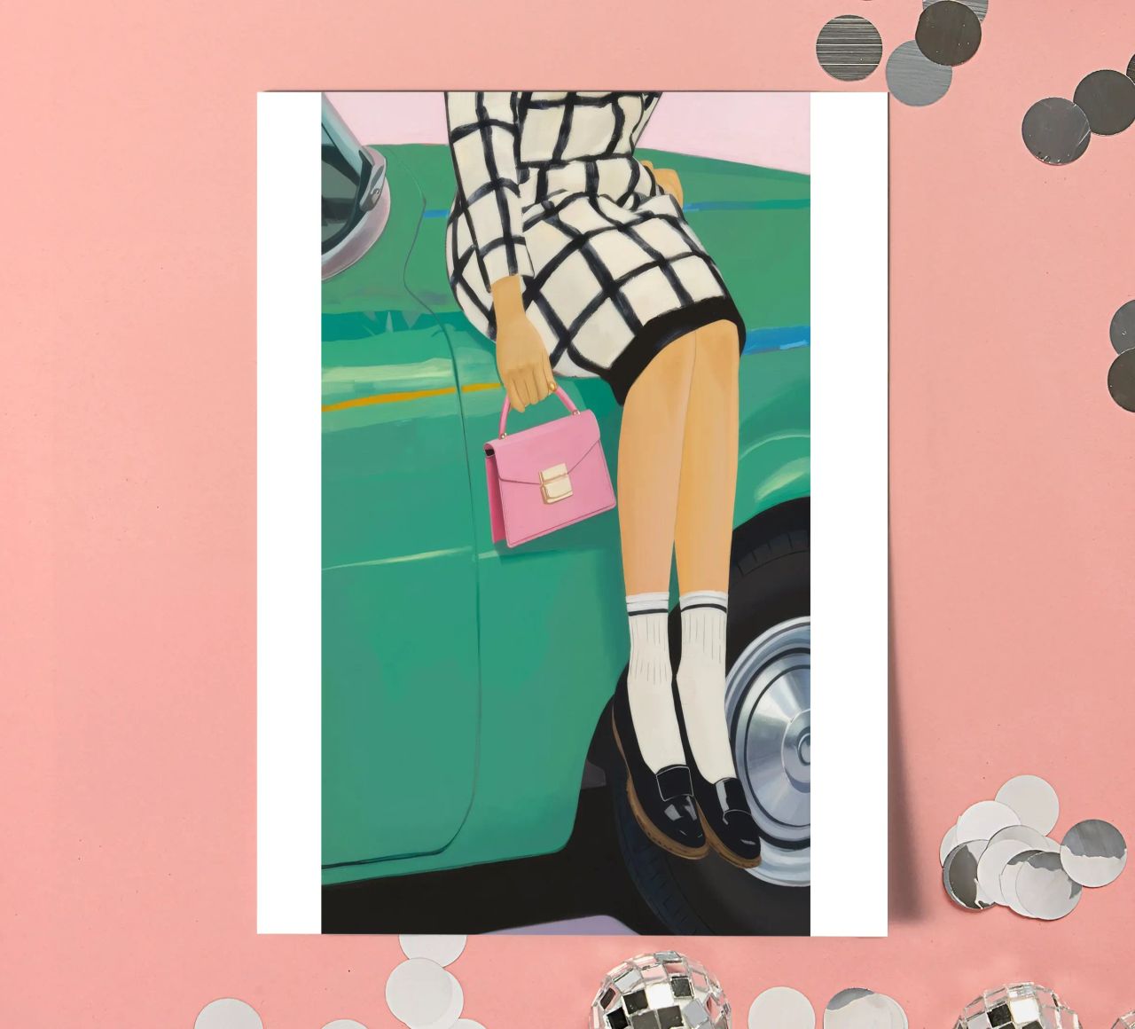 Retro-Auto-Pose Stickerbogen von Aurora Muse