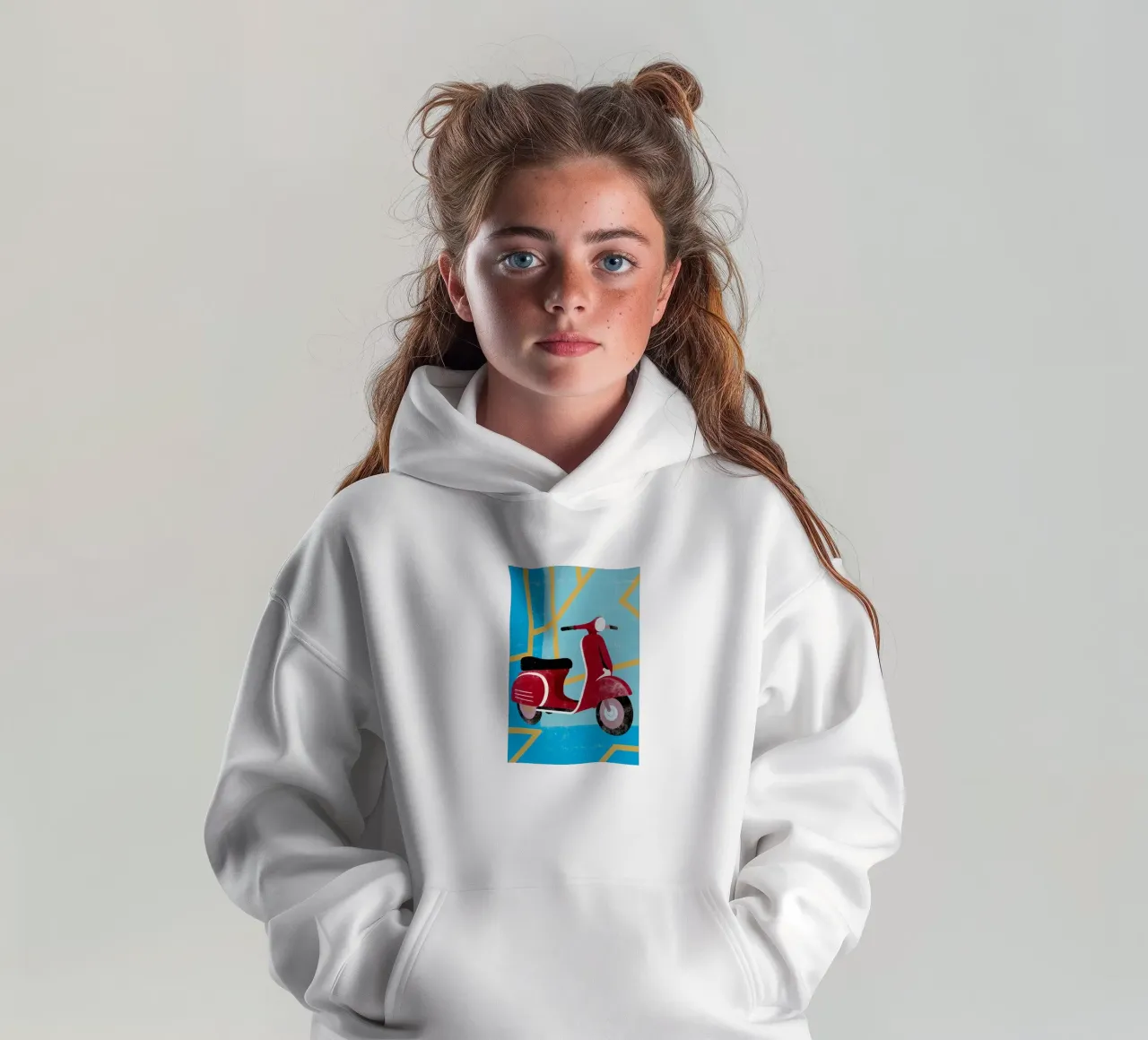 scooter retro art felpa bambino con cappuccio da ralliness