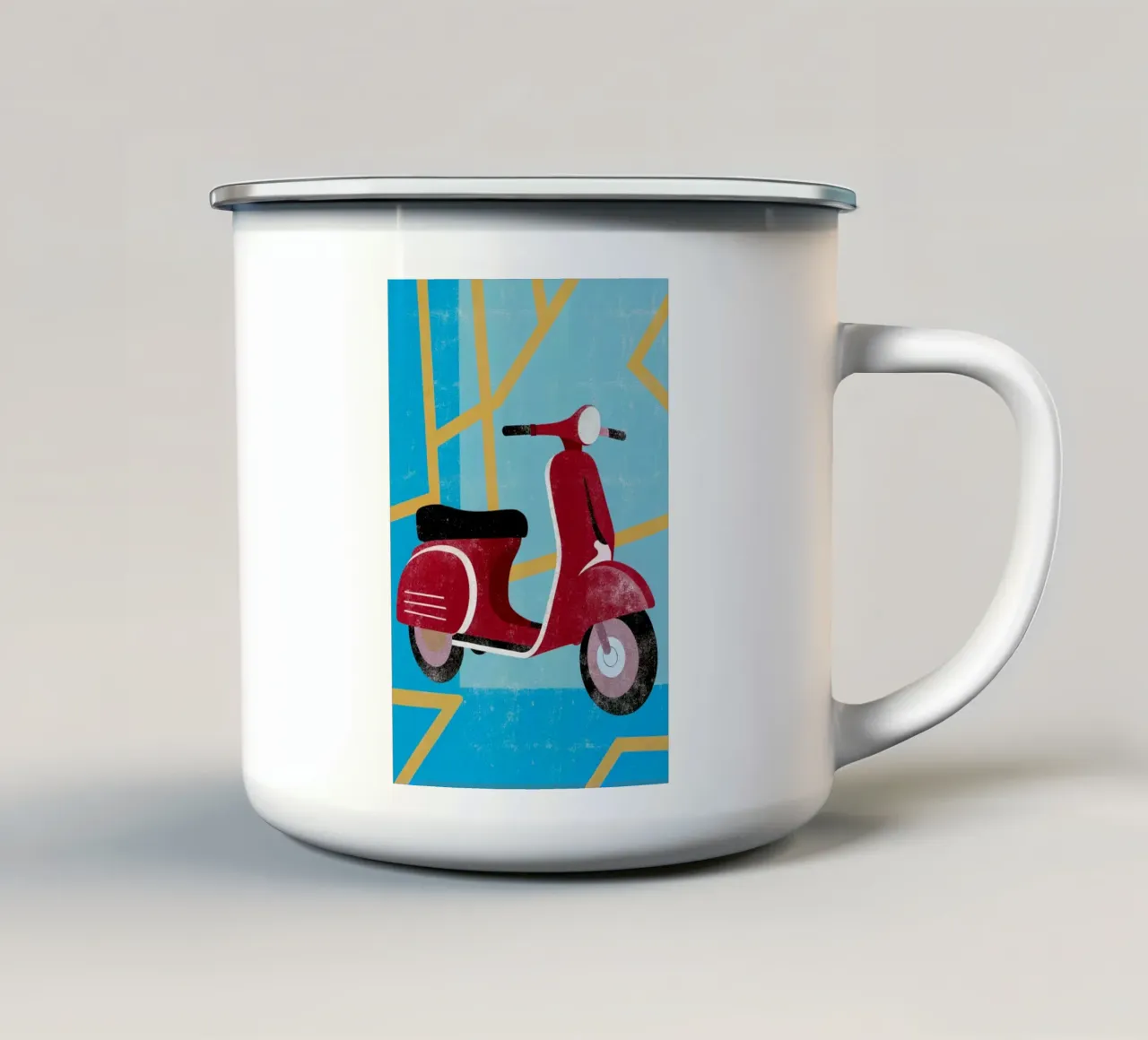 scooter retro art tazza in smalto da ralliness