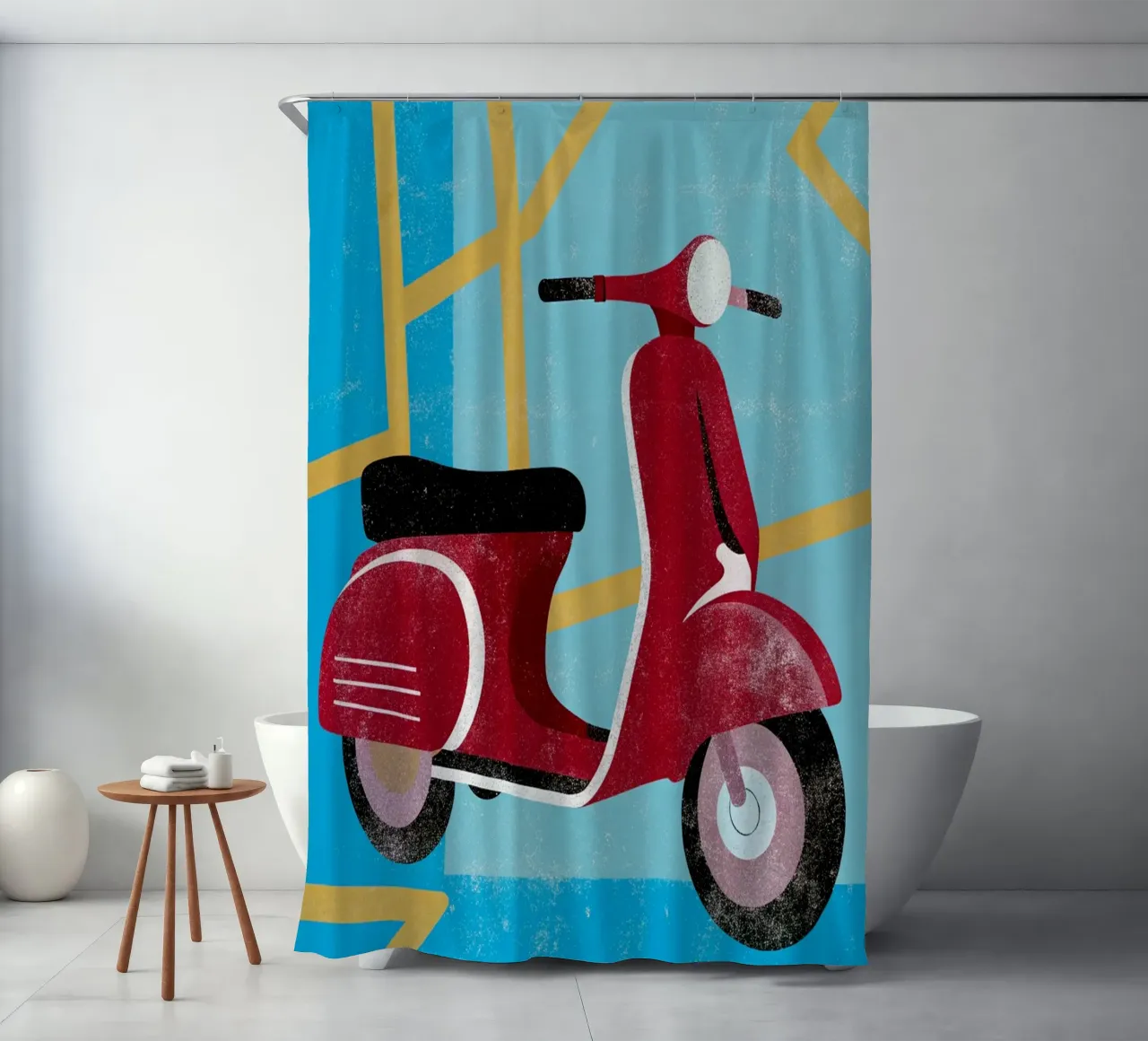 scooter retro art tenda da doccia da ralliness