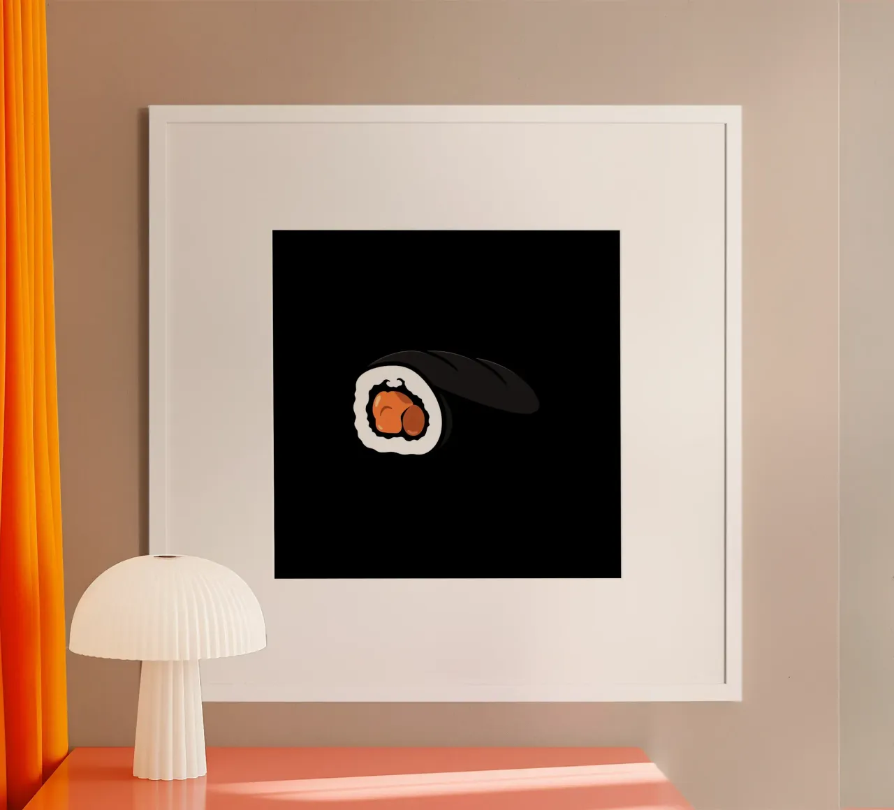 Rotolo di sushi con salmone e riso con involucro di alghe marine carta hahnemühle da DesignDoodle